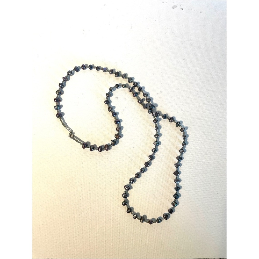 Iridescent Purple Fresh Water Pearl Beaded Necklace